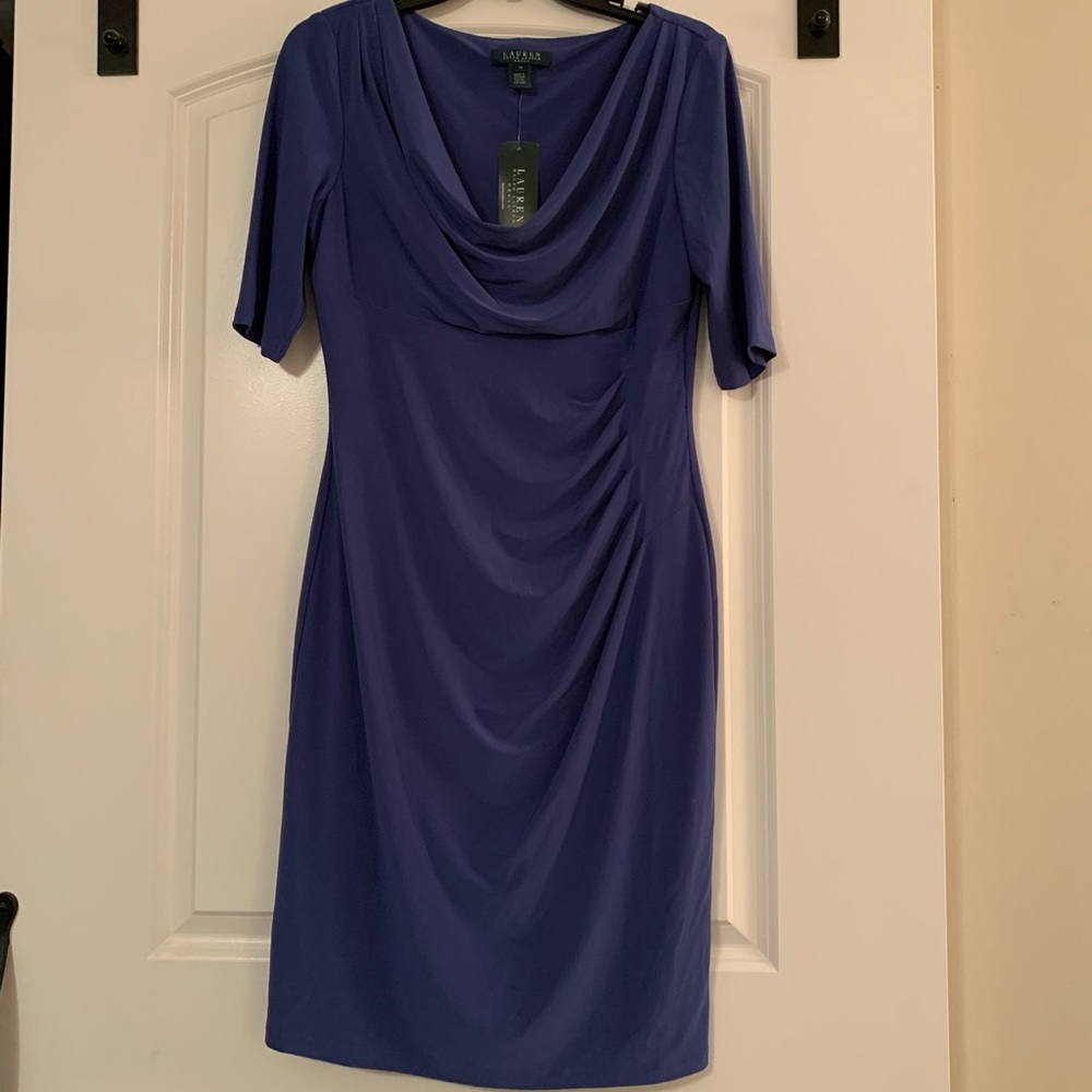 Ralph Lauren Periwinkle Cowl Neck Blue Dress 12